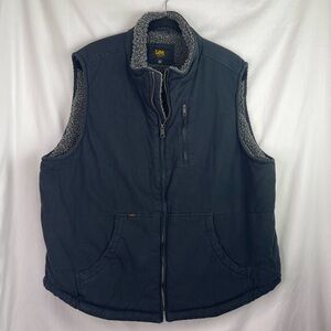 Lee Men’s Size XL Black Canvas Faux Sherpa Lined Vest